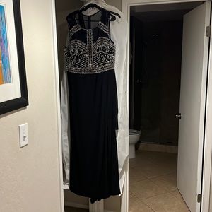 Beautiful black long dress with beaded work on top